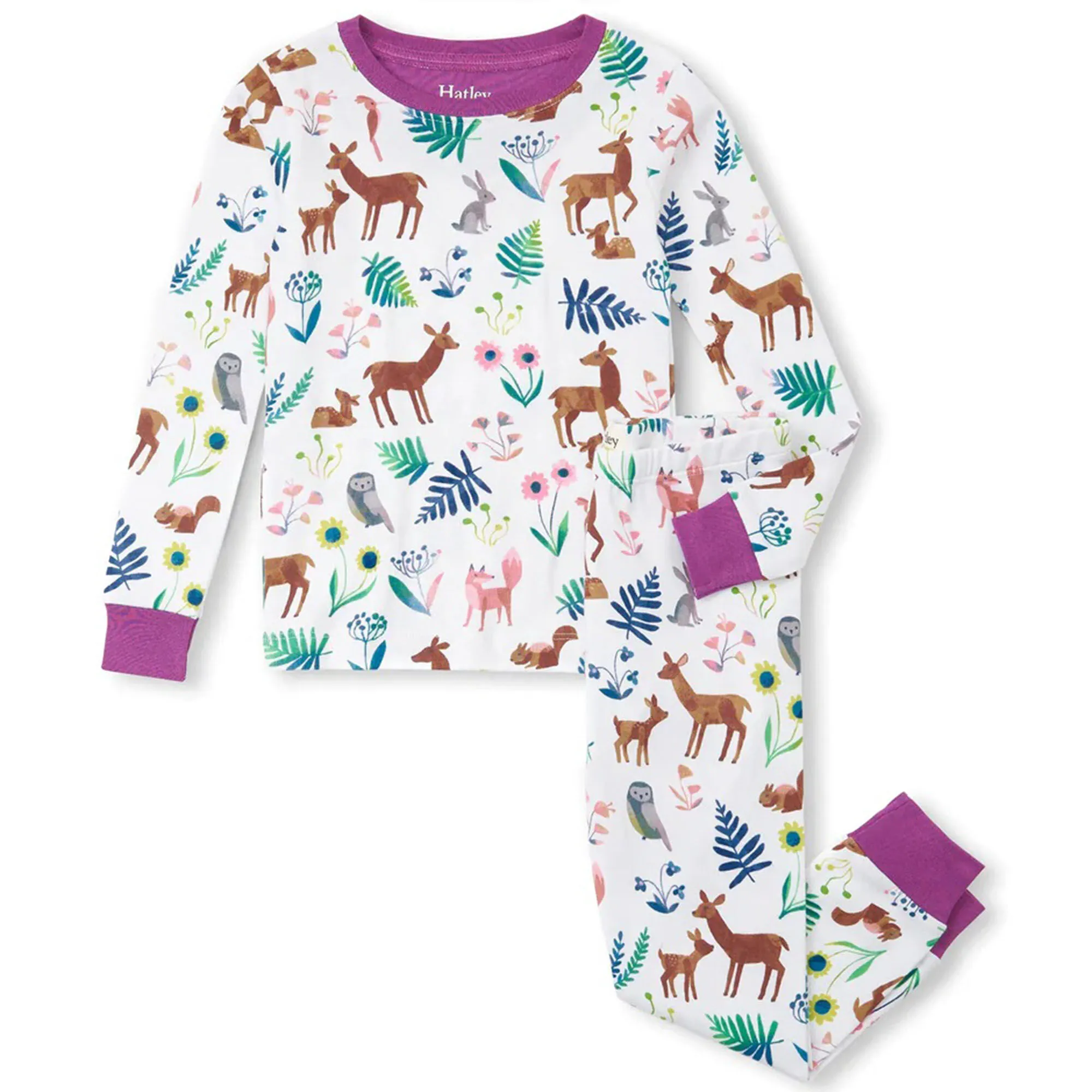 Hatley Girl's Forest Creatures Organic Cotton Long-Sleeve Pajama Set, 2-Piece