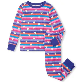 Hatley Girl's Stripes & Hearts Long-Sleeve Pajama Set, 2-Piece