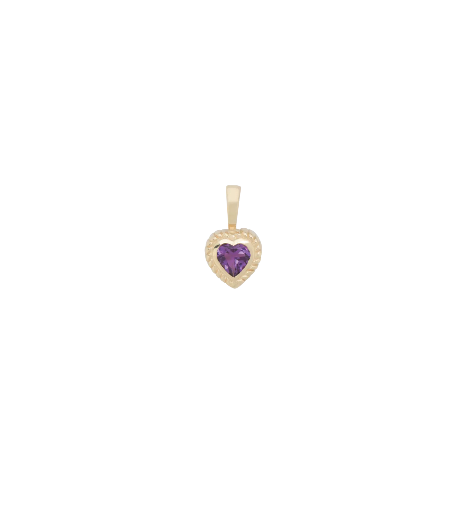 Heart Necklace Charm Amethyst 14K