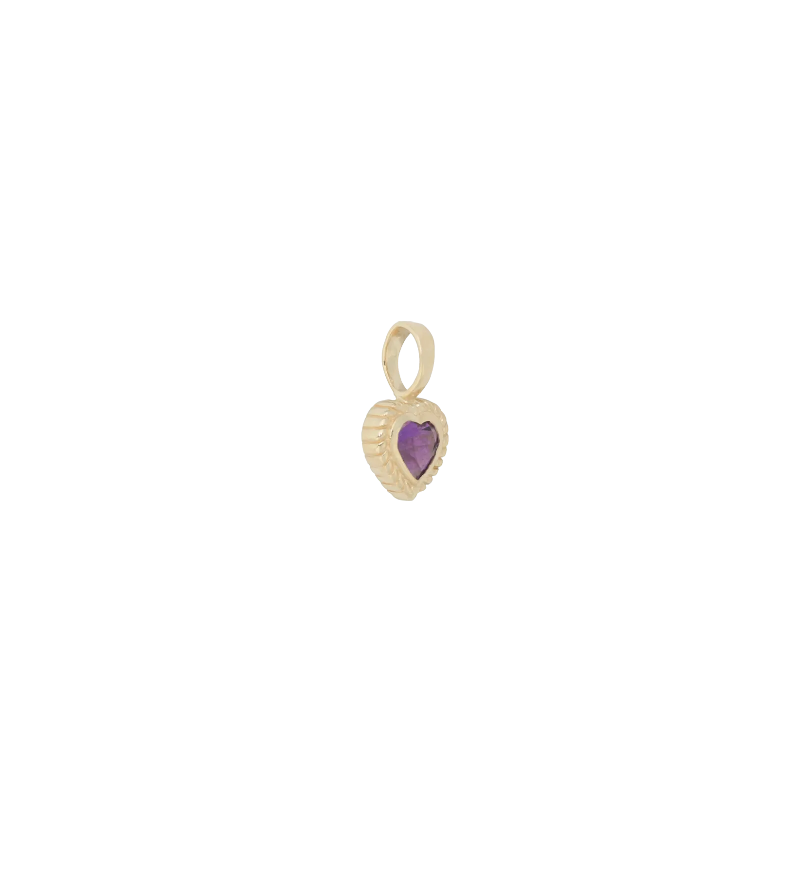 Heart Necklace Charm Amethyst 14K