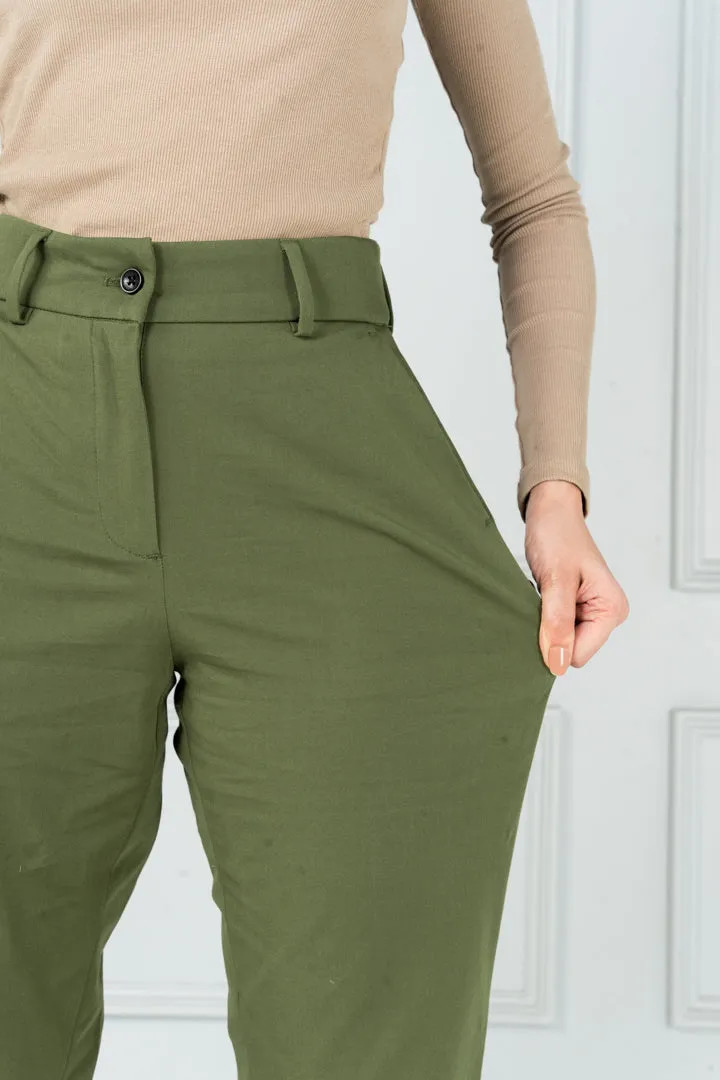 Herb Olive Stretch Chinos - Women