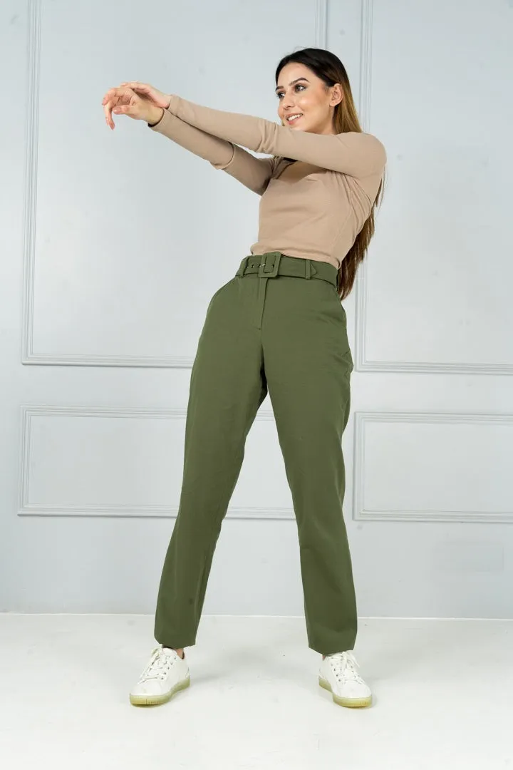 Herb Olive Stretch Chinos - Women