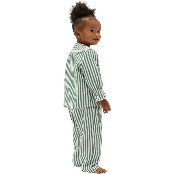 Hill House Home The Baby Cypress Pajama Set, Green Stripe