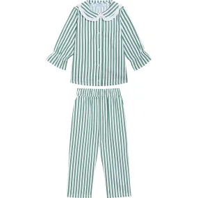 Hill House Home The Baby Cypress Pajama Set, Green Stripe