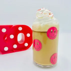 Hot Pink Happy Face Ice Coffee Cup