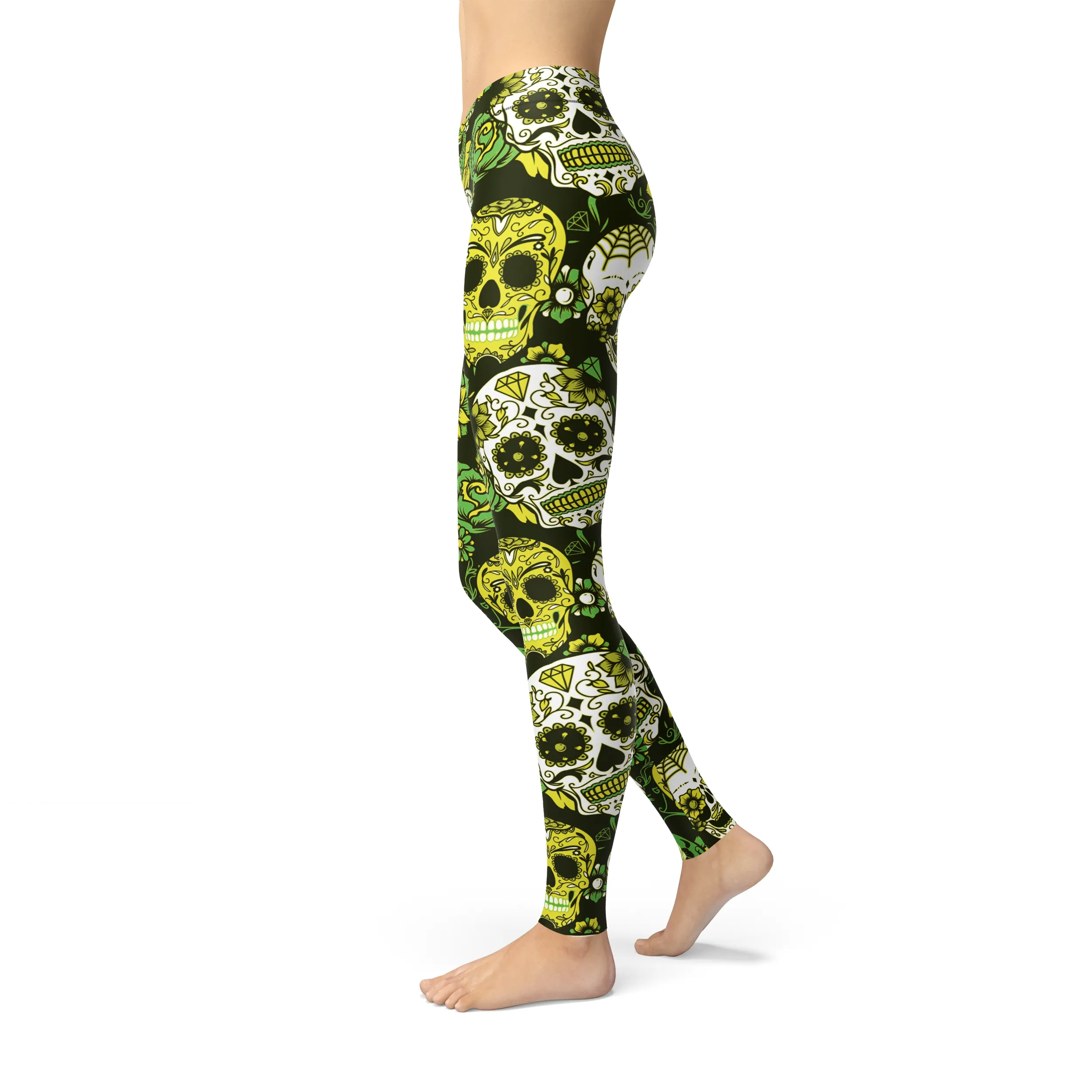 Jean Green Sugar Skulls Leggings