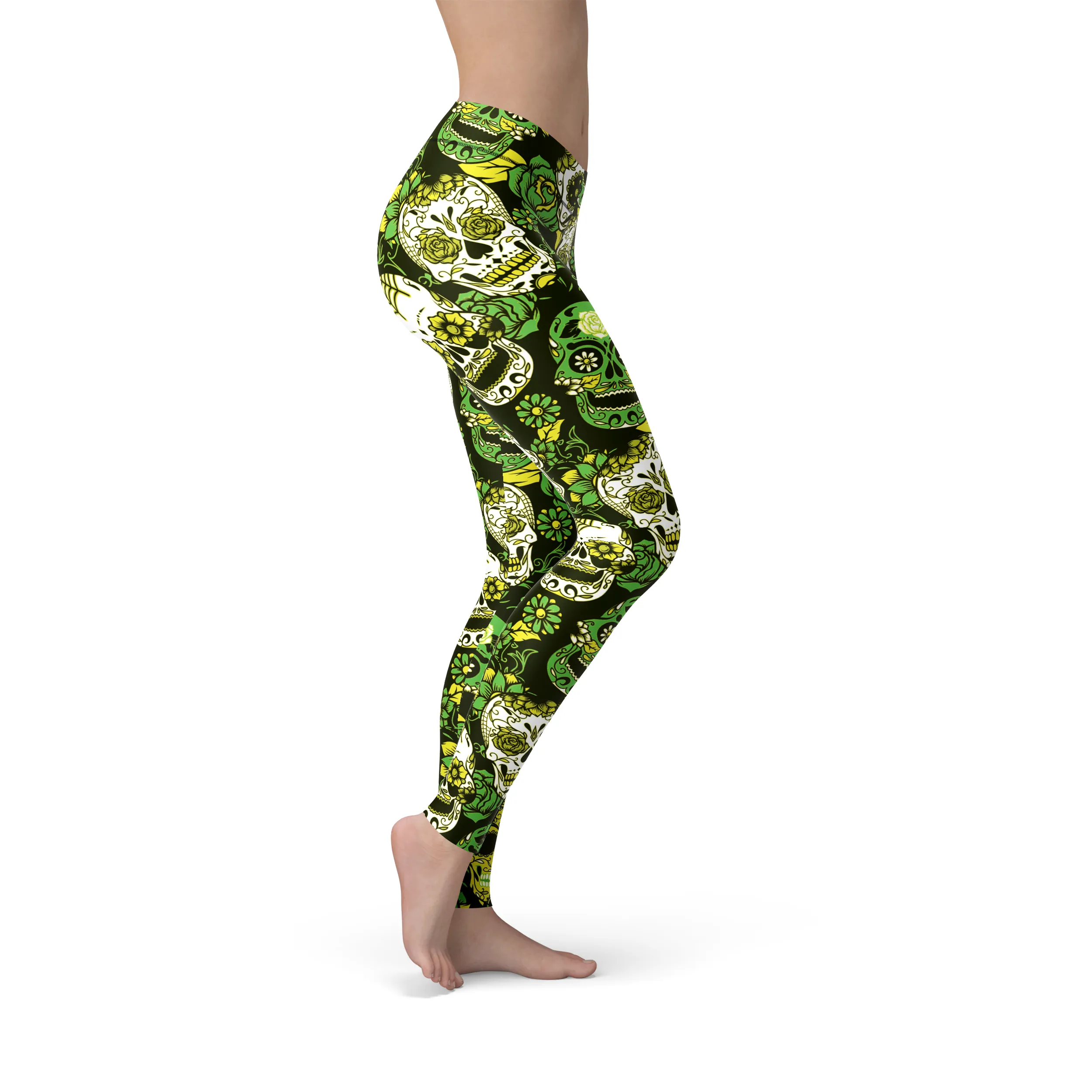 Jean Green Sugar Skulls Leggings