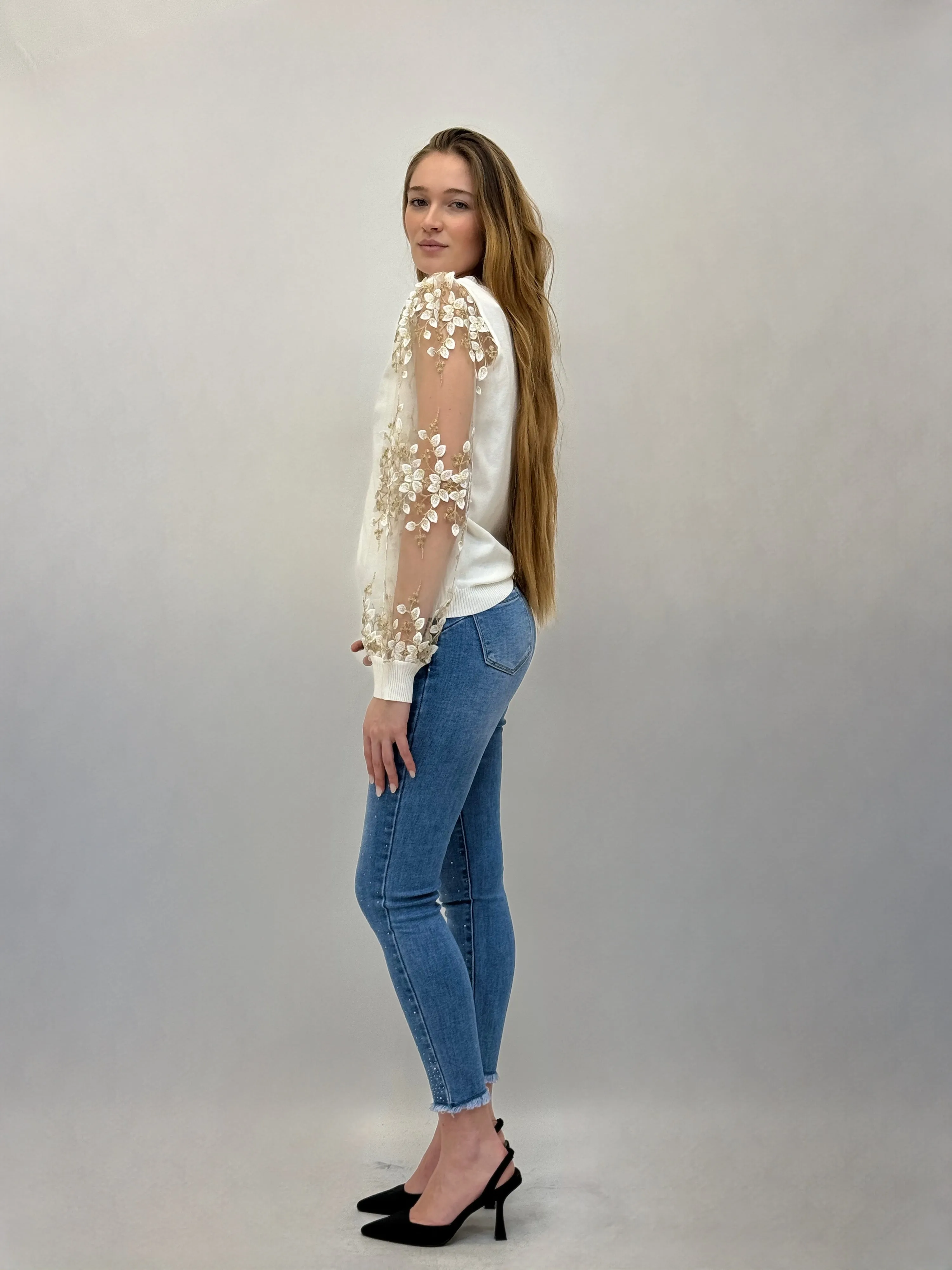 Jeans regular con dettagli brillantini