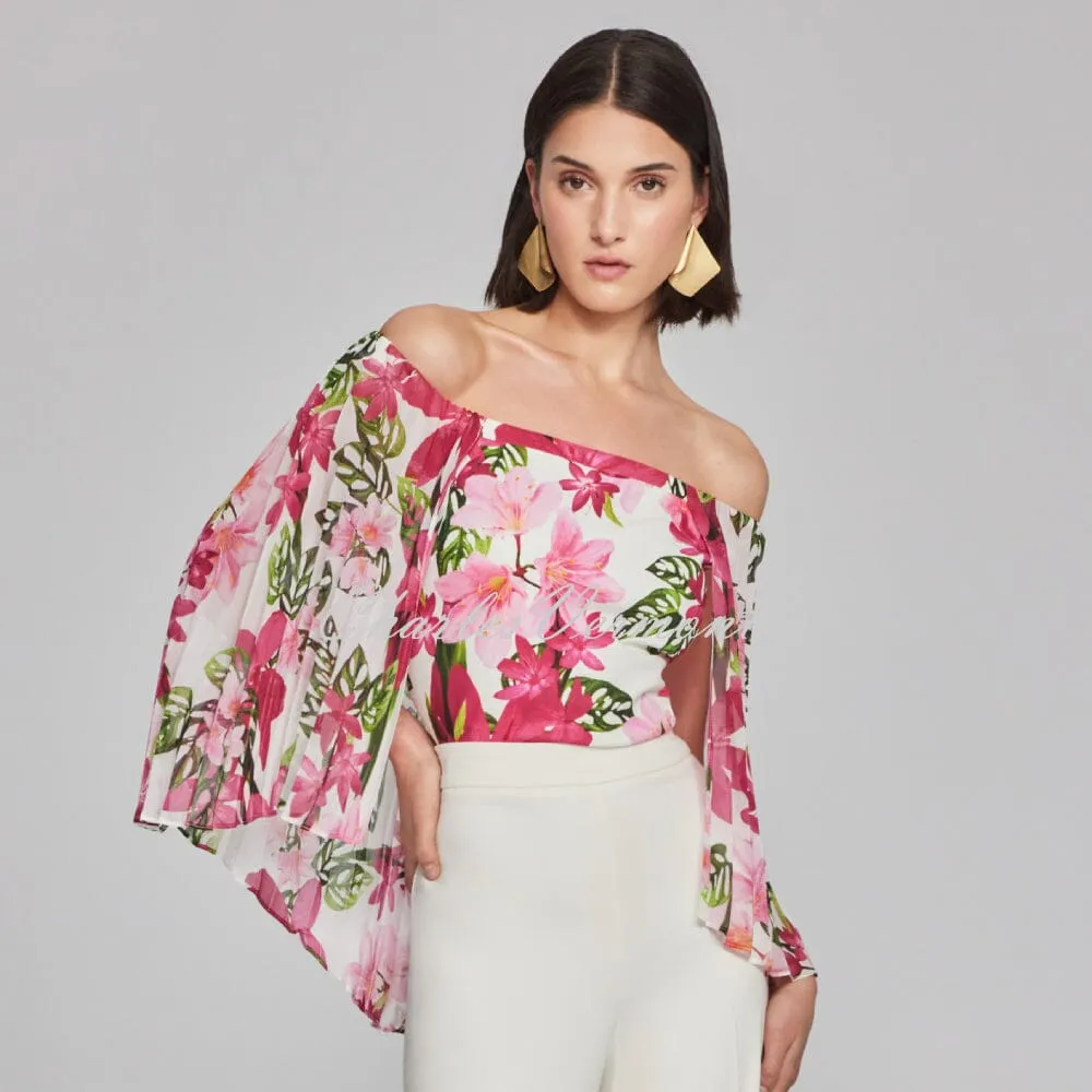 Joseph Ribkoff Floral Print Off-The-Shoulder Top - Style 241780