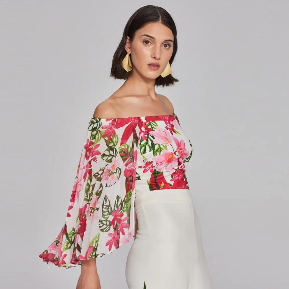 Joseph Ribkoff Floral Print Off-The-Shoulder Top - Style 241780