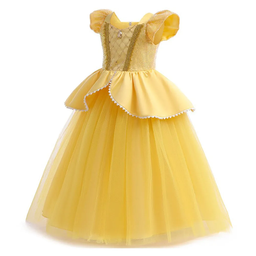 Kids Girls Belle Cosplay Costume Outfits Halloween Carnival Party Disguise Suit