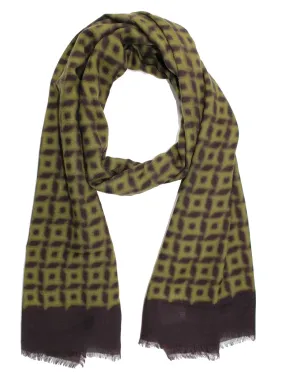 Kiton Cashmere Scarf Brown Forest Green Design SALE