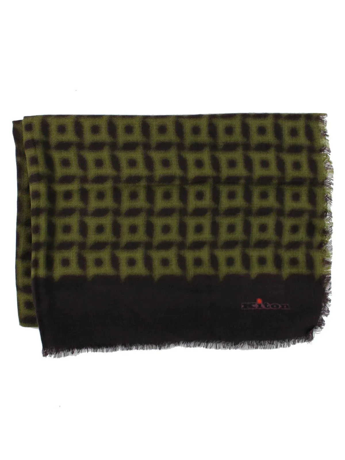 Kiton Cashmere Scarf Brown Forest Green Design SALE