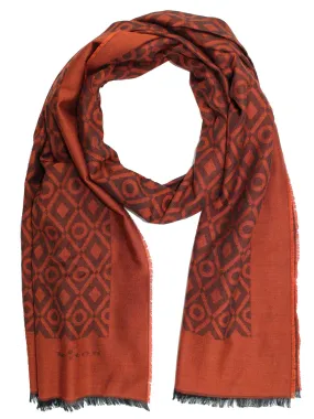 Kiton Scarf Brown Diamonds Cashmere Wool Silk SALE