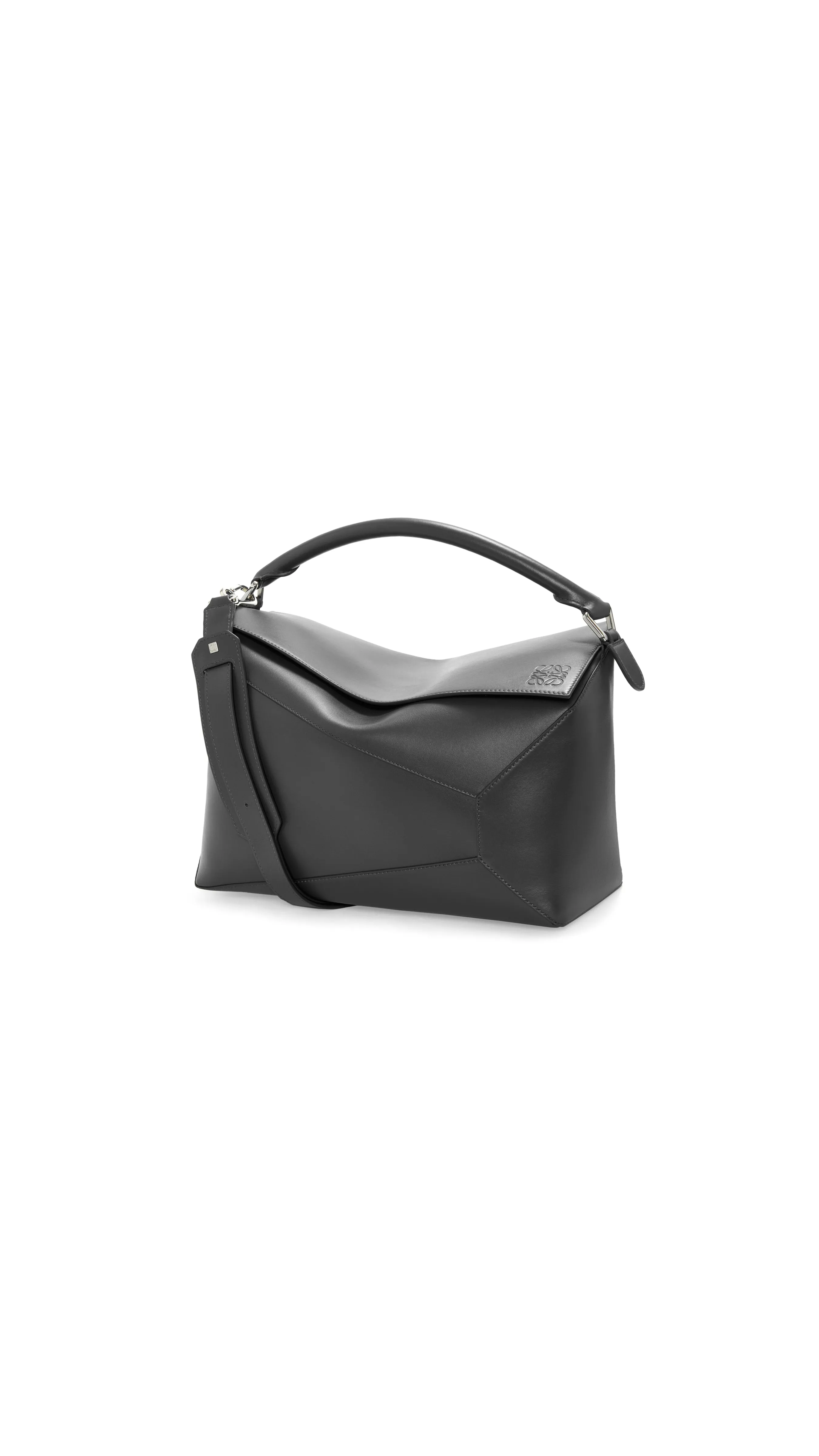 Large Puzzle Bag in Shiny Calfskin - Black