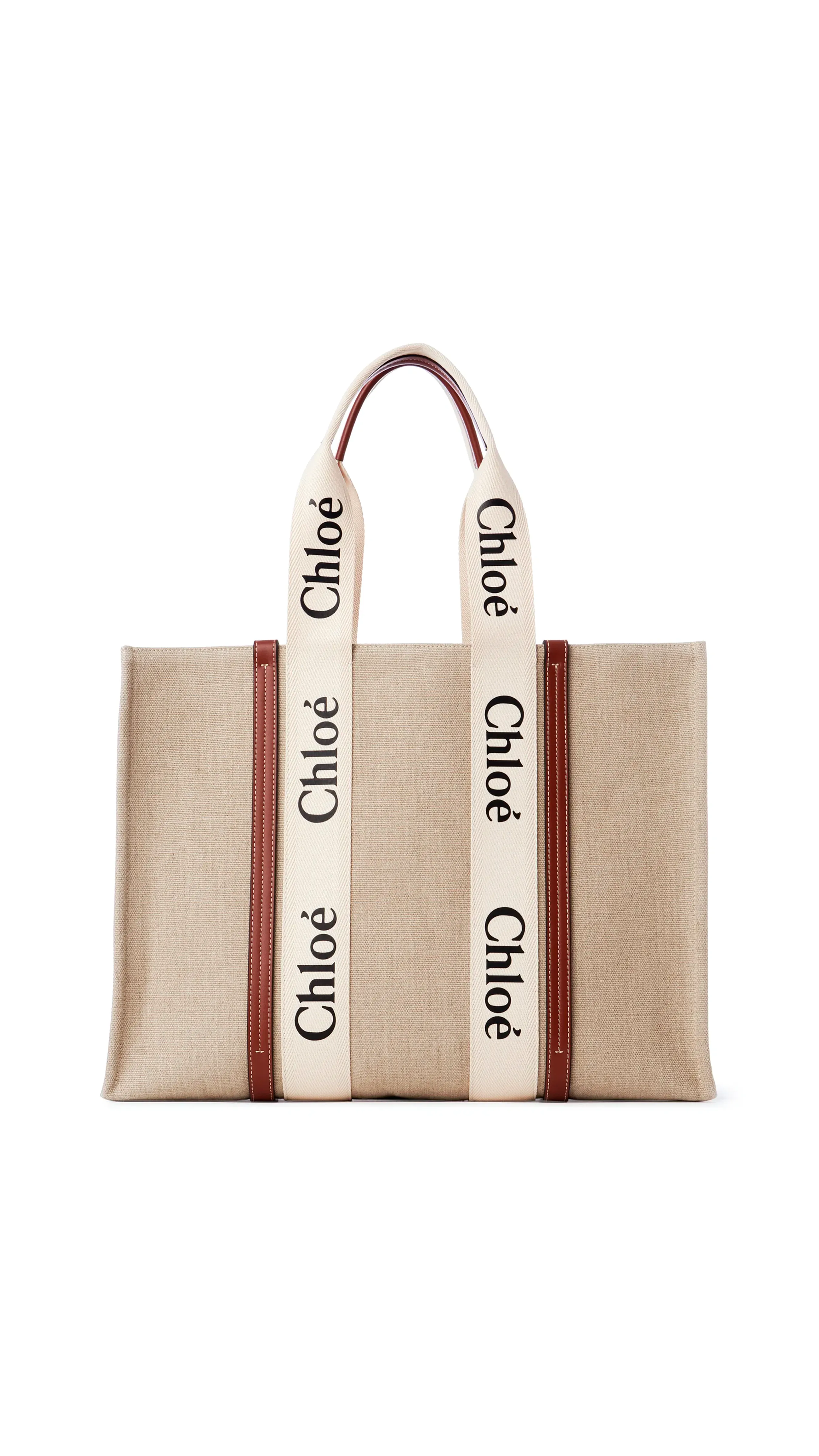 Large Woody Tote Bag - White/Brown