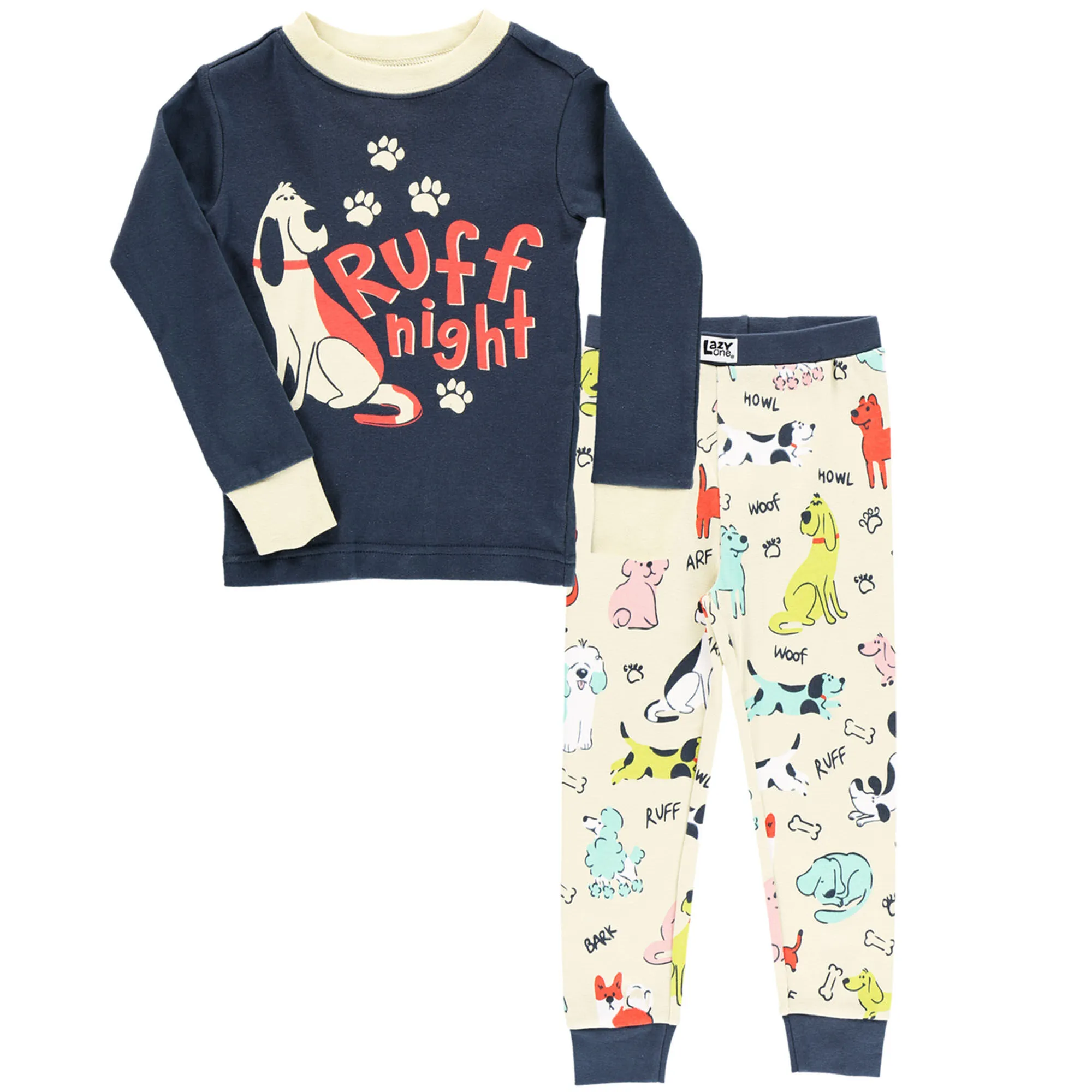 Lazy One Youth Ruff Night Long-Sleeve Pajama Set, 2-Piece