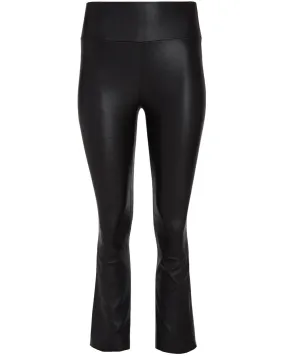 Leather Crop Flare Legging in Black