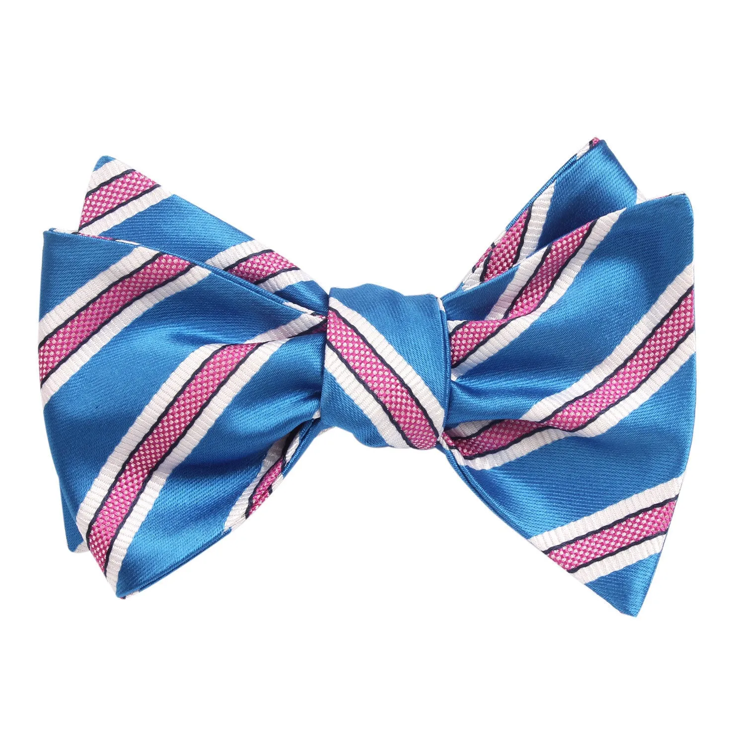 Light Blue Bow Tie Untied with Pink Stripes