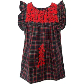 Little Girl Navy Christmas Plaid Angel Dress