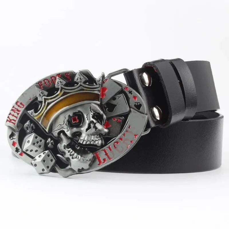 Lucky 13 Biker Skull Buckle Belt