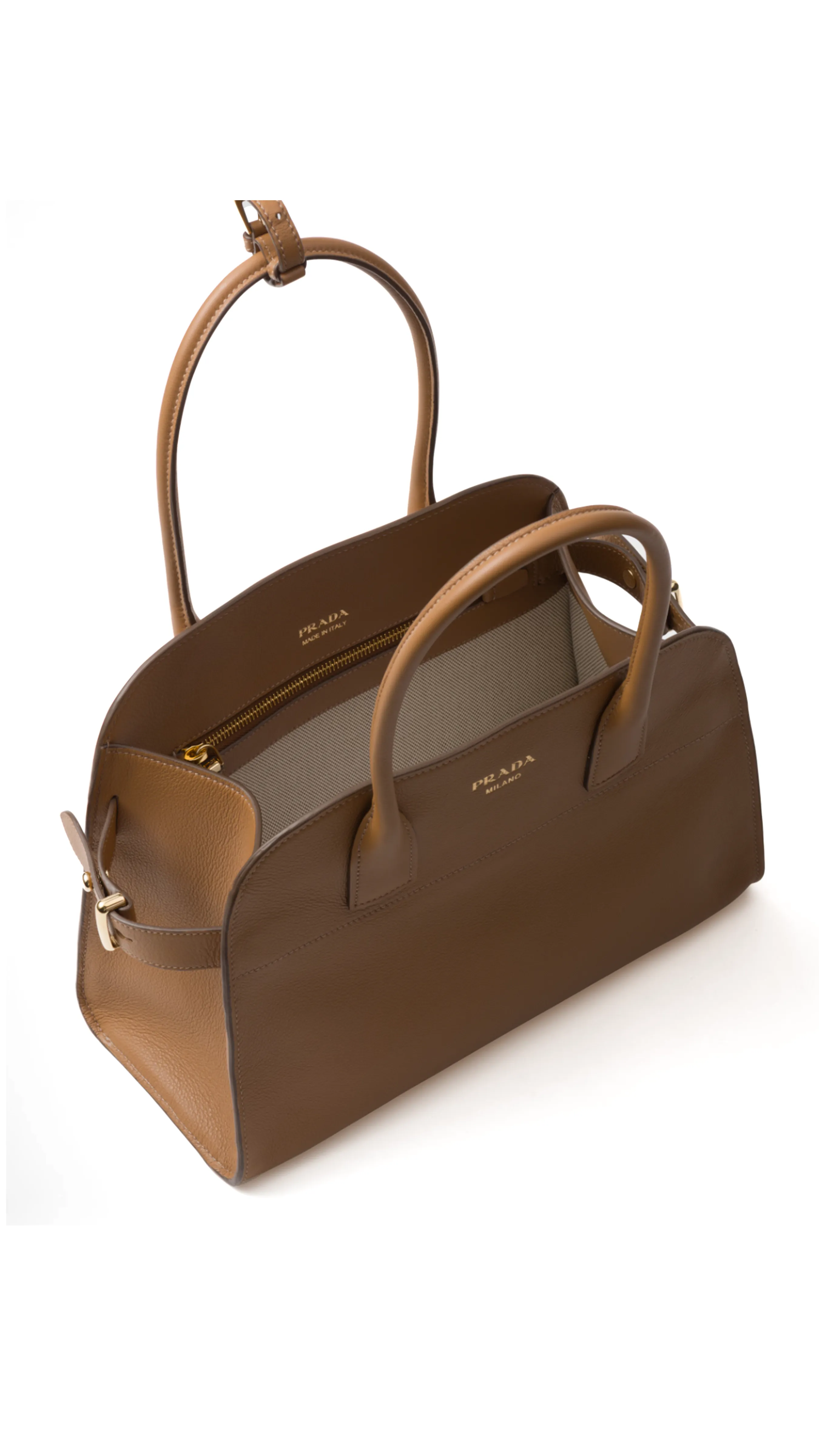 Medium Leather Tote Bag - Caramel