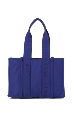 Medium Woody Nylon Tote Bag - Intense Indigo