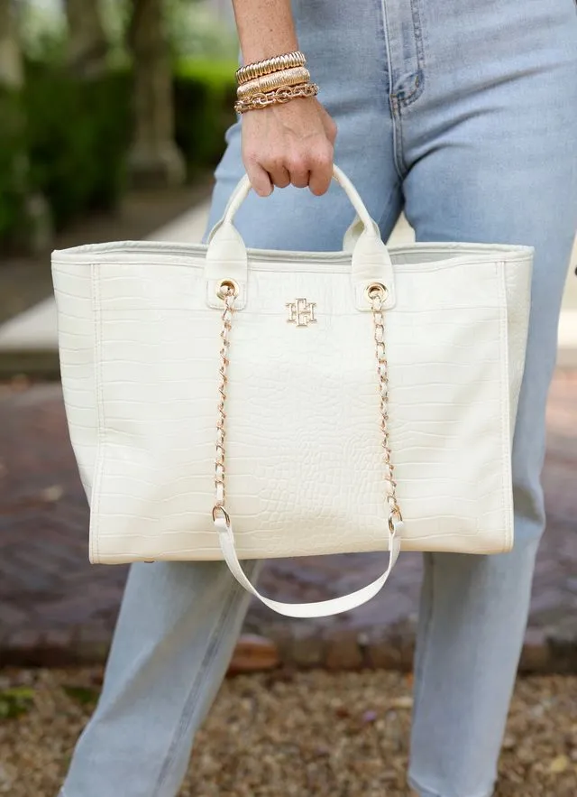 Melissa Tote Bag Ivory Patent