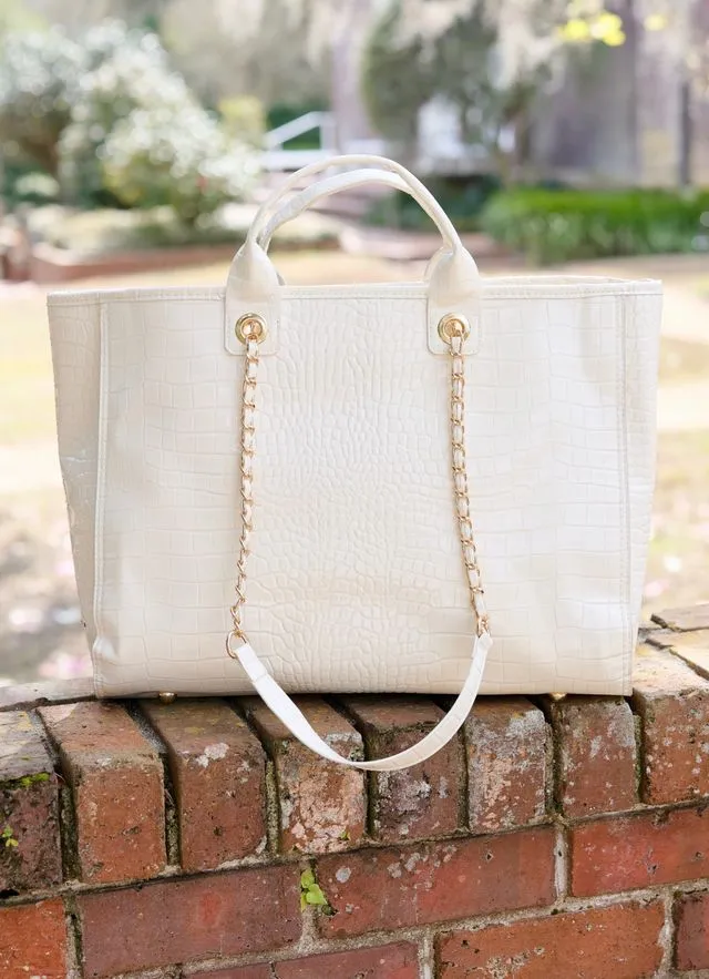 Melissa Tote Bag Ivory Patent