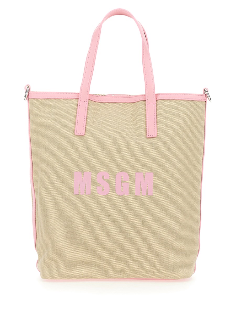 MSGM    CANVAS TOTE BAG WITH LOGO