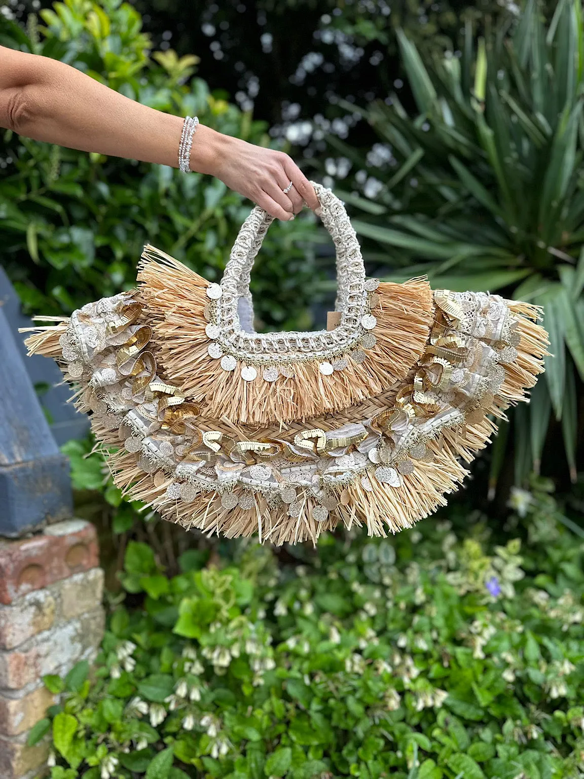 Natural Luxury Cotton Lace Straw Weave Bag