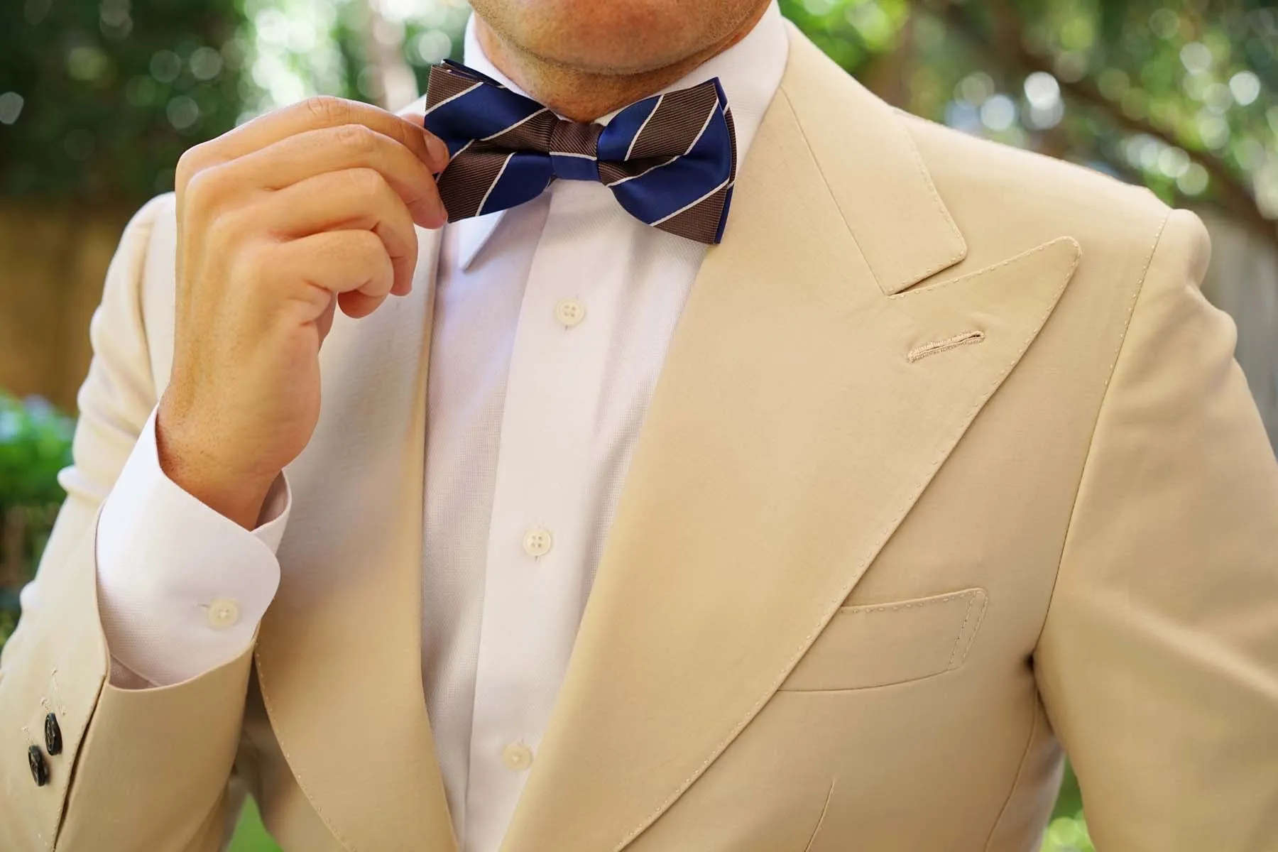 Navy Blue Black White Diagonal - Bow Tie