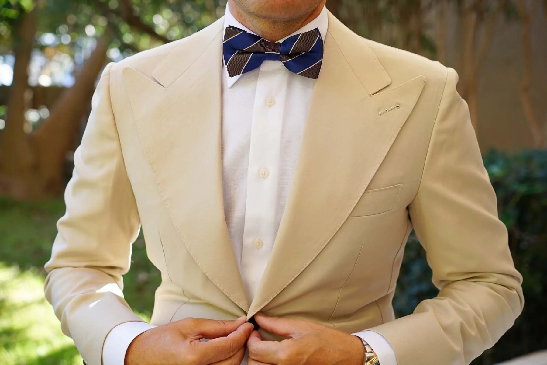 Navy Blue Black White Diagonal - Bow Tie