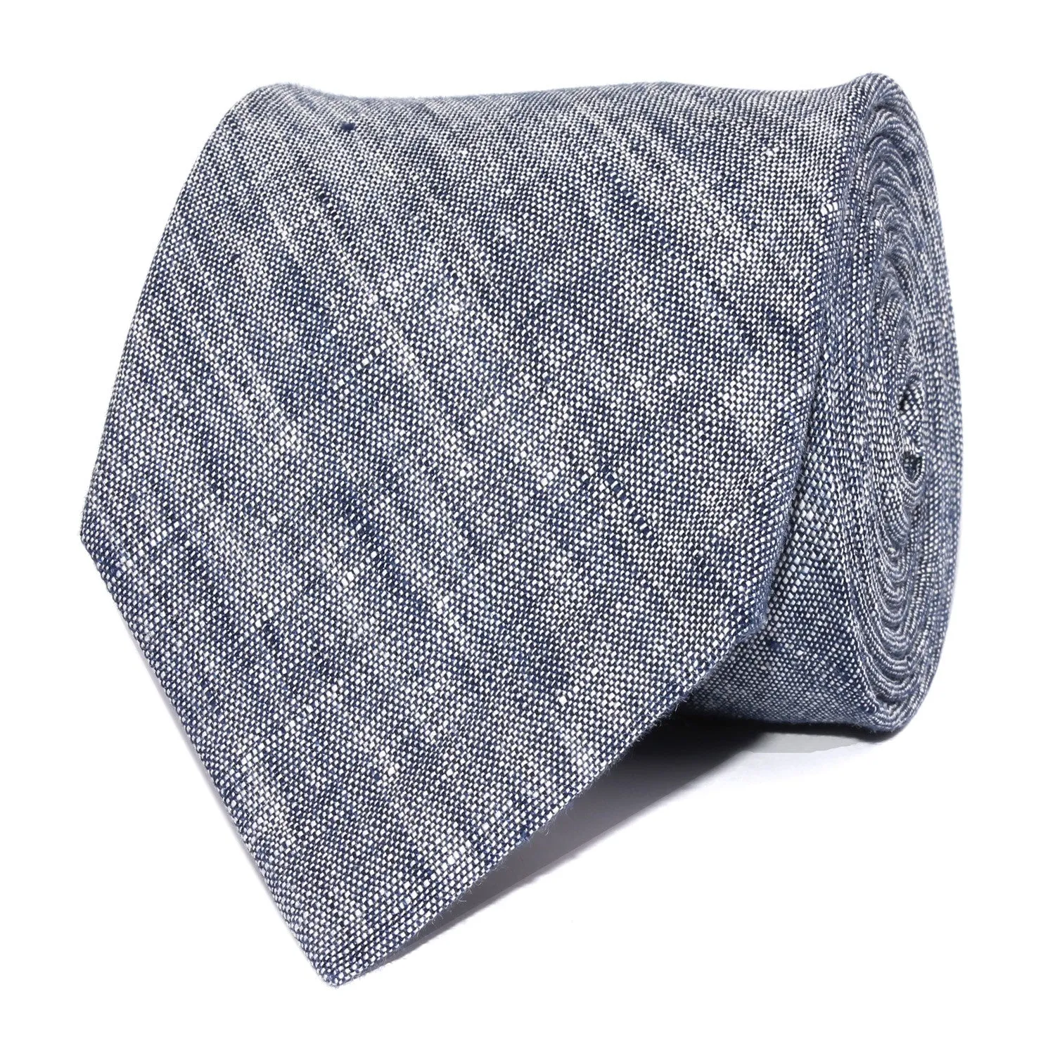 Navy Blue Linen Chambray Necktie