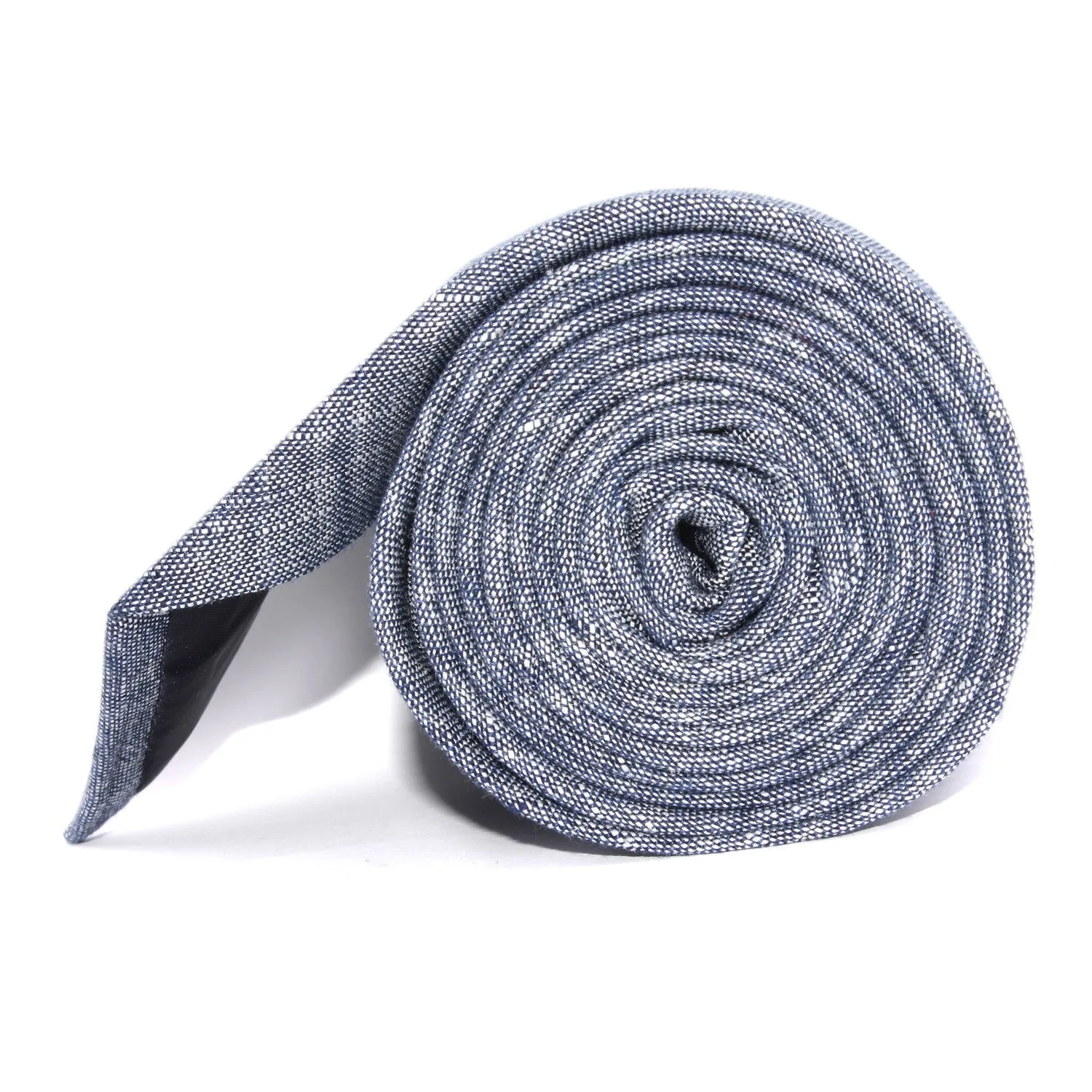 Navy Blue Linen Chambray Necktie