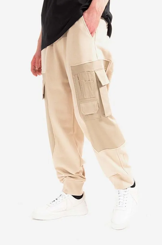 Neil Barett cotton joggers Workwear Loose Sweatpnts beige color