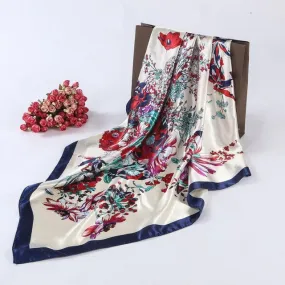 New Fashion Ladies Square Scarf Flora Printed Women Wraps   ladies Scarves Polyester headband 90*90cm #1201 GS