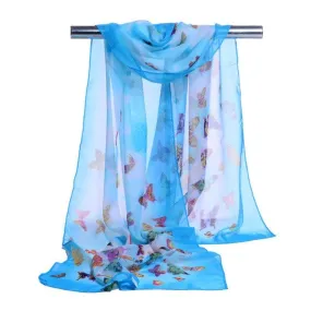 New Fashion  Women Chiffon Scarf Ladies Butterfly Print 7 Colors Scarves Warp shawl female bufanda mujer echarpe #1201 SM6