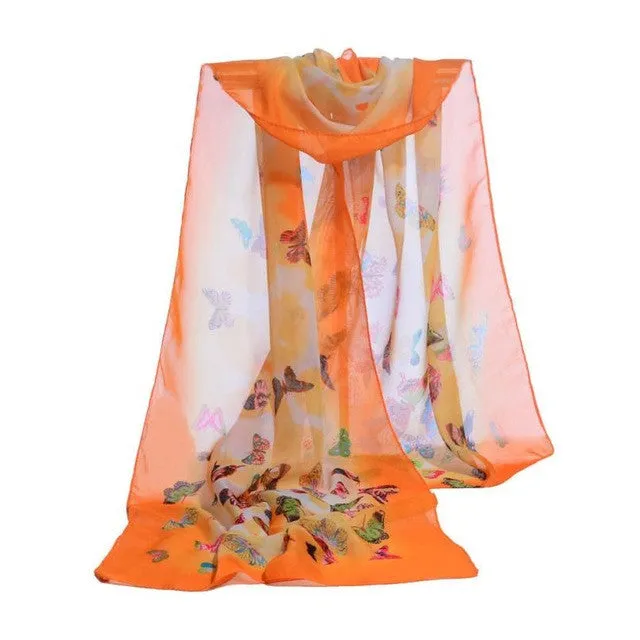 New Fashion  Women Chiffon Scarf Ladies Butterfly Print 7 Colors Scarves Warp shawl female bufanda mujer echarpe #1201 SM6