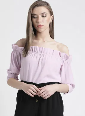 Orchid Colored Off Shoulder Top