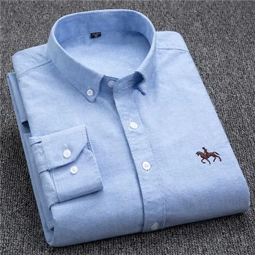 Oxford 100% Cotton Slim Fit Button Collar Men Business Shirt in S-6XL Size