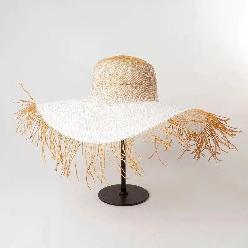 Paper Straw Long Fringe Edged Wide Bream Hat