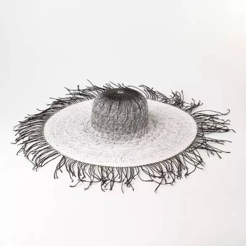 Paper Straw Long Fringe Edged Wide Bream Hat