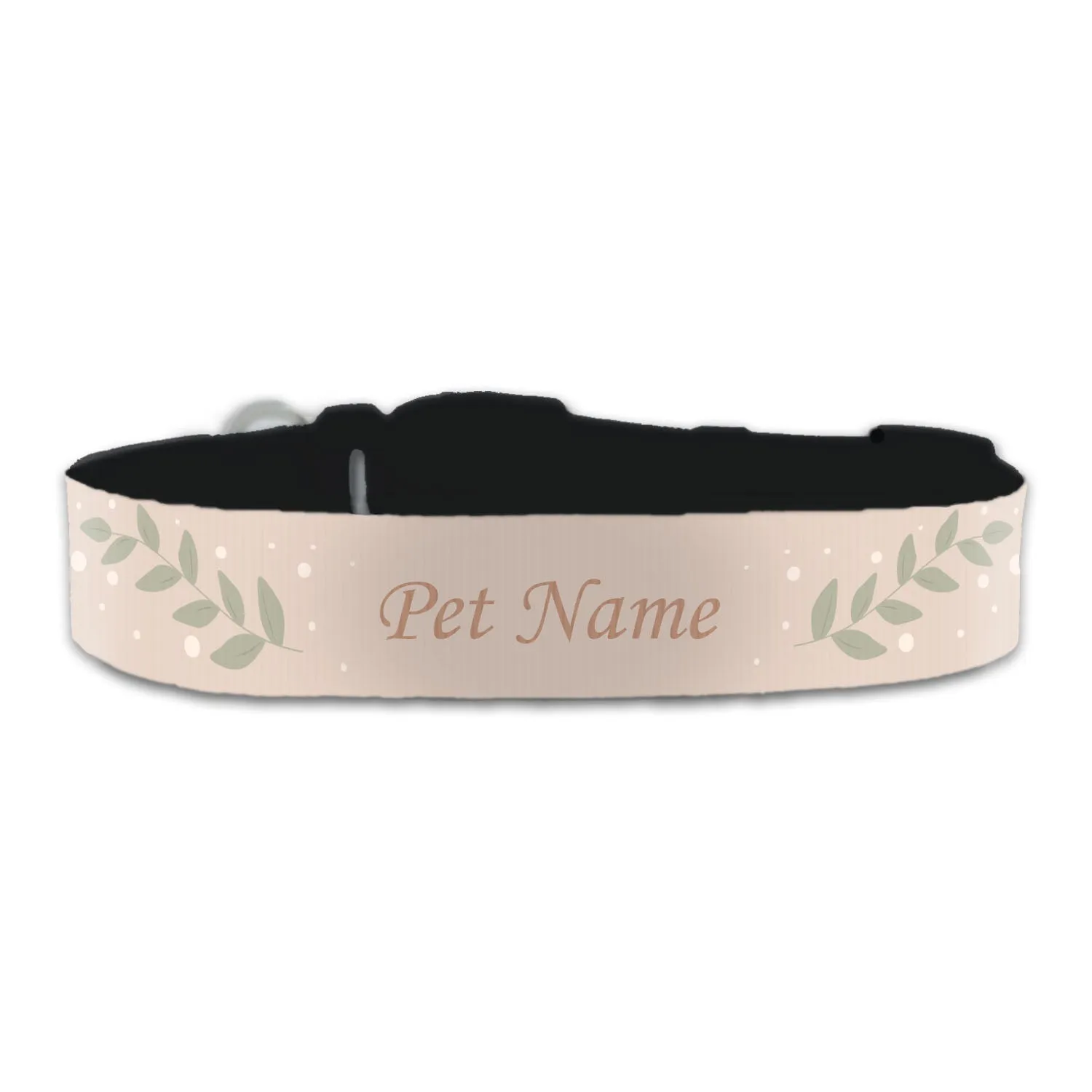 Personalised Large Dog Collar with Botanical Background, Personalise with Any Name or Details