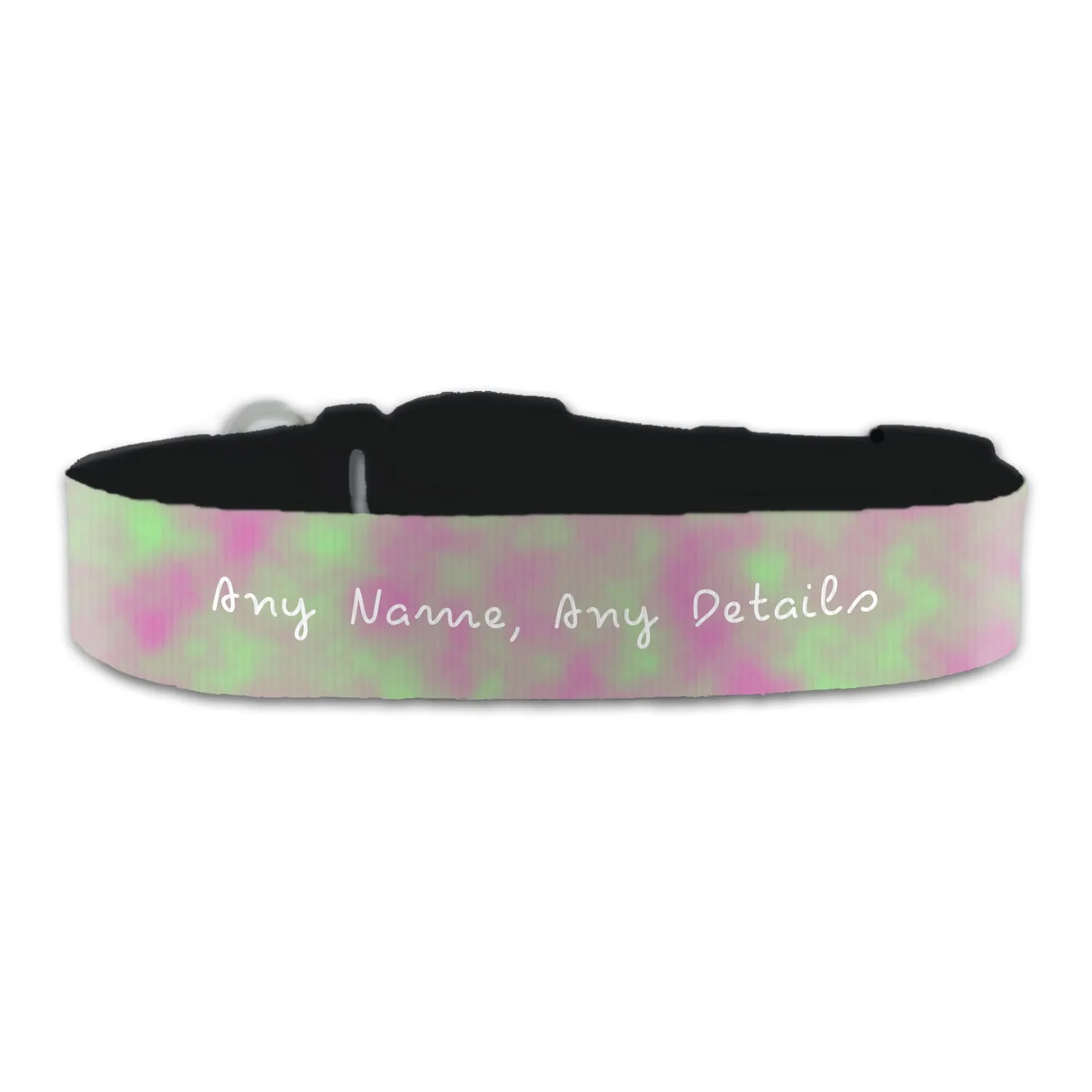 Personalised Large Dog Collar with Pinky Green Background, Personalise with Any Name or Details