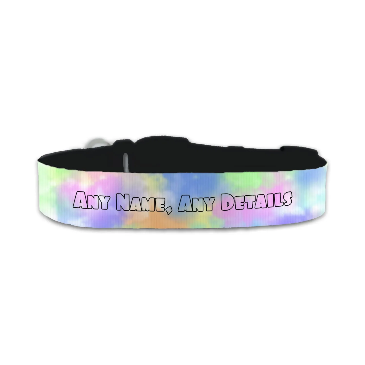 Personalised Small Dog Collar with Coloured Clouds Background