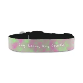 Personalised Small Dog Collar with Pinky Green Background