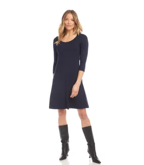 Petite Size Three Quarter Sleeve A-Line Dress