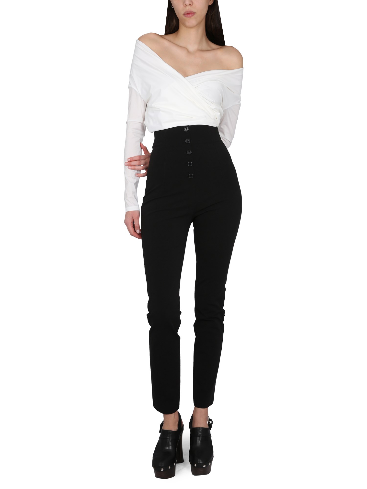 PHILOSOPHY DI LORENZO SERAFINI    HIGH WAIST STRETCH COTTON PANTS