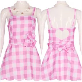 Pink Plaid Cosplay Beach Dress Cosplay Costume Halloween Carnival Disguise Roleplay Suit